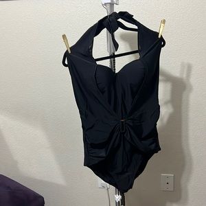 gently used Cacique one piece black swimsuit size 22